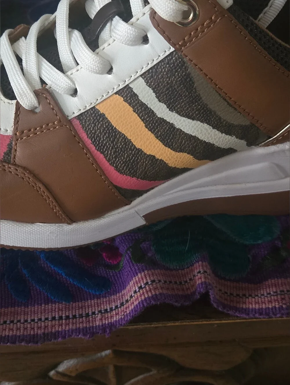 Michael Kors Brown Multicolor Platform Sneaker